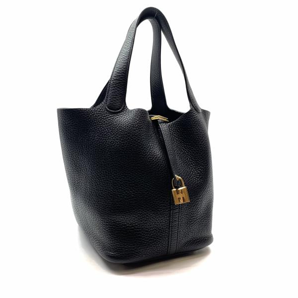 HERMES エルメス ピコタンロックMM 22 トリヨンクレマンス ハンドバッグ レザー 黒 ブラック ゴールド金具 管理RY25005318