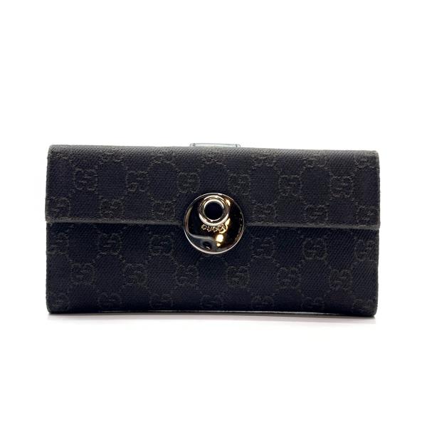 GUCCI グッチ 231835 GGキャンバス 長財布 ダークブラウン シルバー金具 コインケース 小銭入れ レディース メンズ 管理RY25005622