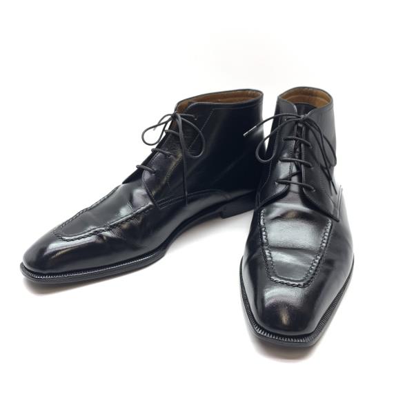 Berluti ベルルッティ チャッカー ショートブーツ サイズ8 約26～27cm ブラック 黒 レザー 紐靴 シューズ メンズ 紳士 管理RY25006423