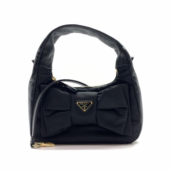 PRADA プラダ 1BC241 Re-Nyion ナッパレザー ハンドバック ミニ御徒面子 ショルダーバッグ 2WAY 黒 黒いこと レディース 保護することRY26000110