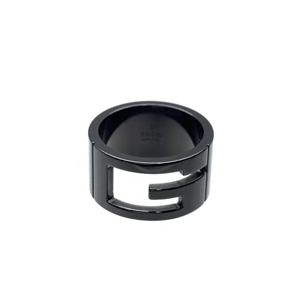 GUCCI グッチ ブランデッドリング G輪っか 大きさ18 黒いこと上塗り 指環 しろがね色 925 佩び物 宝飾品 保護することRY26000132