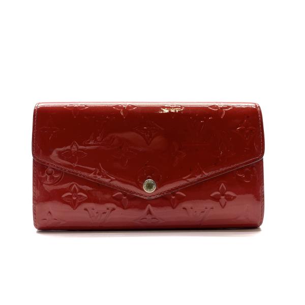 LOUIS VUITTON ルイヴィトン M90154 ポルトフォイユ サラ ヴェルニ ポムダムール 赤 エナメル 長財布 レディース メンズ 管理RY26000114