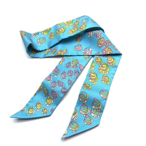 楽天市場】エルメス ツイリースカーフ ブルー シルク100％ オムニバス