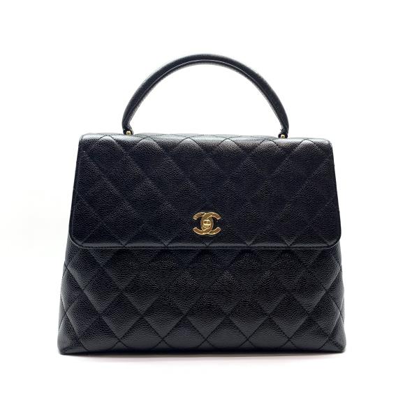 CHANEL シャネル マトラッセ A12397 トップハンドル キャビアスキン ハンドバッグ ブラック 黒 ゴールド金具 レディース 管理RY26000576