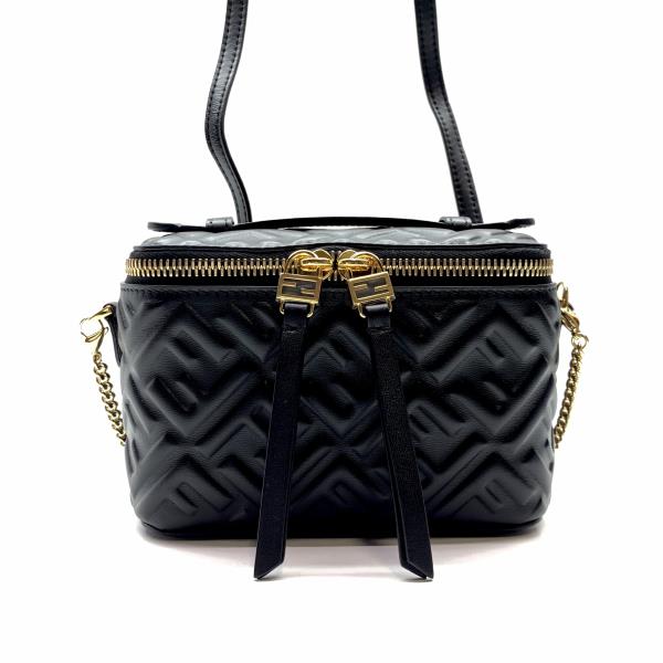 FENDI フェンディ 8BS108 ヴァニティバッグ 黒 黒いこと ハンドバック ショルダーバッグ ナッパレザー レディース 2WAY 保護することRY26001321 レディースバッグ-ハンドバッグ