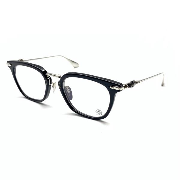 クロムハーツ アイウェア 眼鏡 ブラック シルバー 53□22-145 ウェリントン titanasluvr black shiny インボイス ケース 管理RY26001318