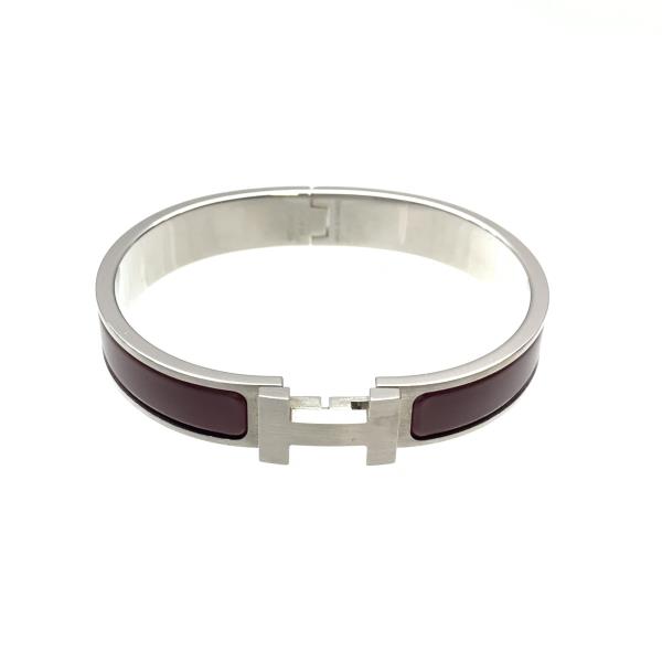 HERMES エルメス クリックH PM ブレスレット バングル シルバー ボルドー アクセサリー ジュエリー レディース メンズ 管理RY26001521