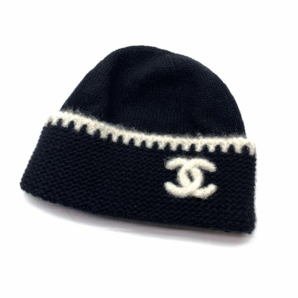 CHANEL シャネル AA9203 B13196 ココマーク 編み物帽 カシミール 黒 黒いこと モノクロ 鳥打ち帽 レディース 流行り物 管理することRY26001463