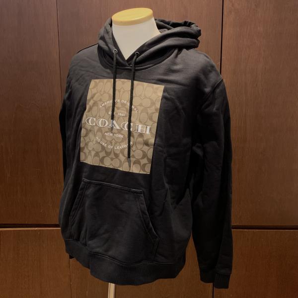COACH コーチ C8774 シグネチャー フーディー Lサイズ パーカー 黒 ブラック シグネチャープリント トレーナー レディース 管理RY26001790