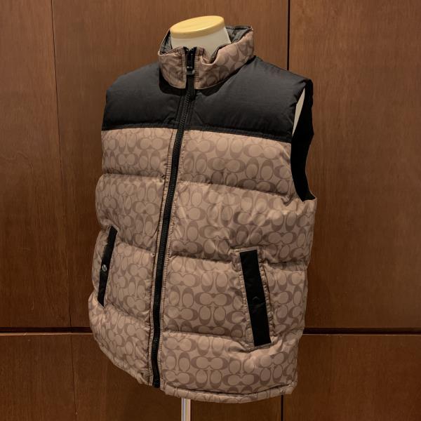 COACH コーチ CG625 シグネチャー ダウン ベスト ダウンベスト ポリエステル XLサイズ ブラウン ブラック アウター メンズ 管理RY26001801 14,850円