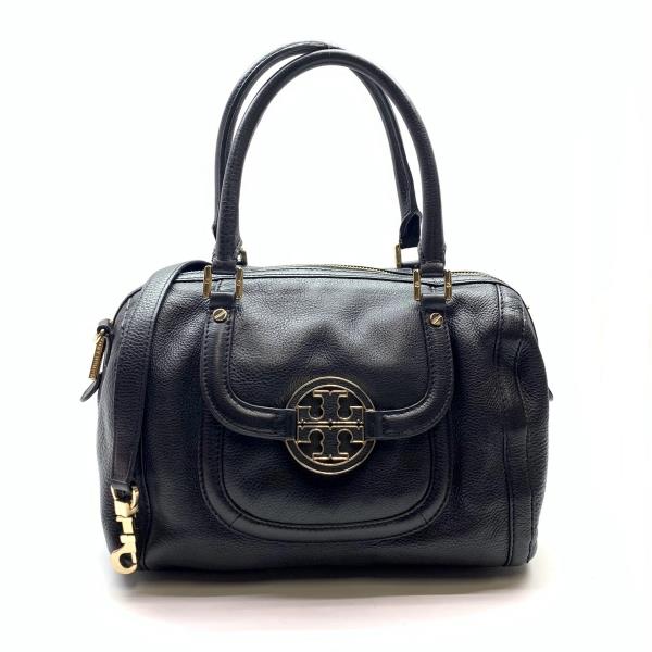 TORYBURCH トリーバーチ アマンダ サッチェル ハンドバッグ ショルダーバッグ 2WAY 黒 ブラック ファスナー レディース 管理RY26002242
