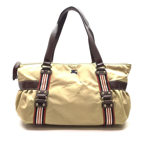 BURBERRY バーバリー 青色付け札 ミニ ボストンバッグ ハンドバック ベージュ系 ナイロン チャック開閉 かばん 保護することRY26003300