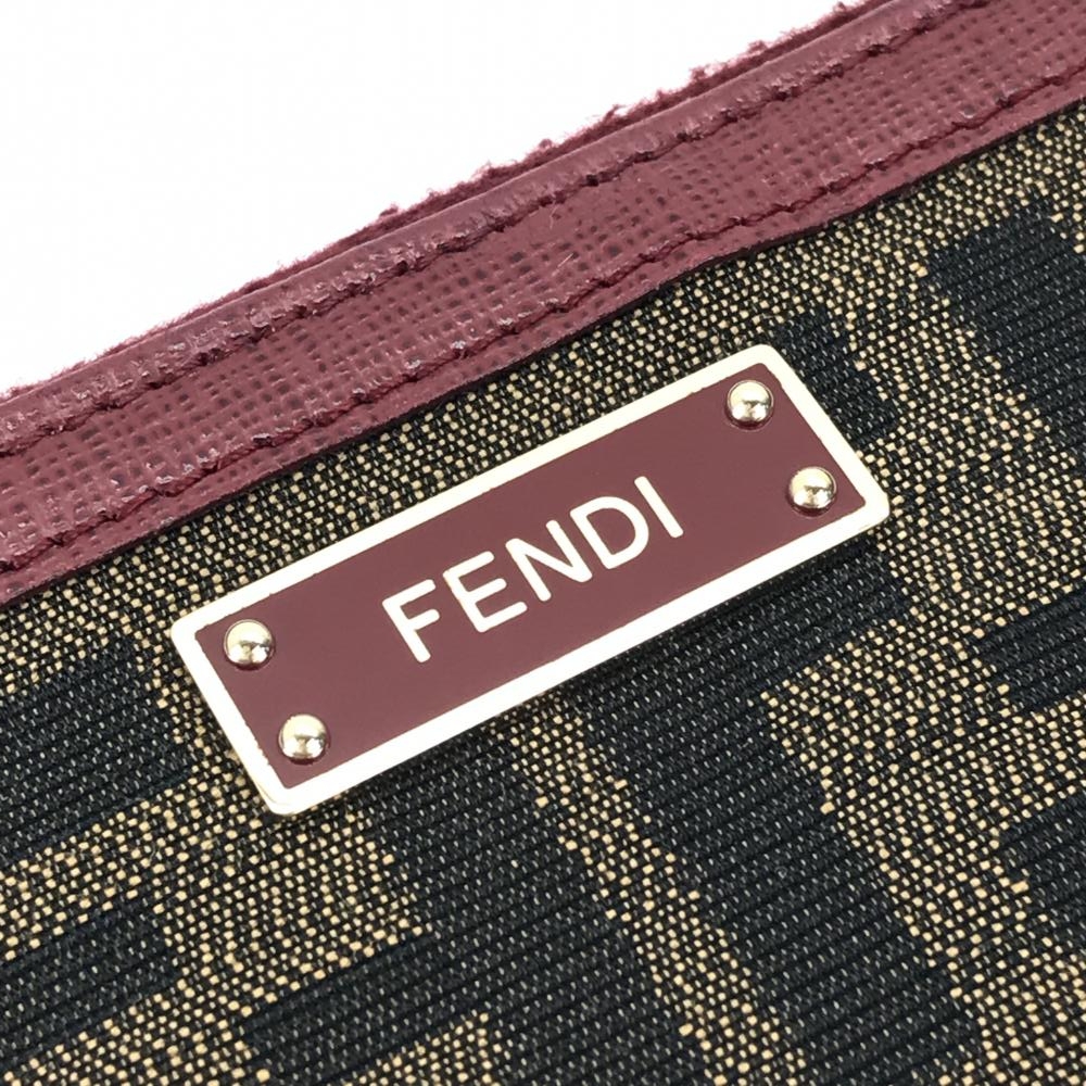 FENDI フェンディ 8M0024 ボルドー系 黒 長財布 レザー ズッカ