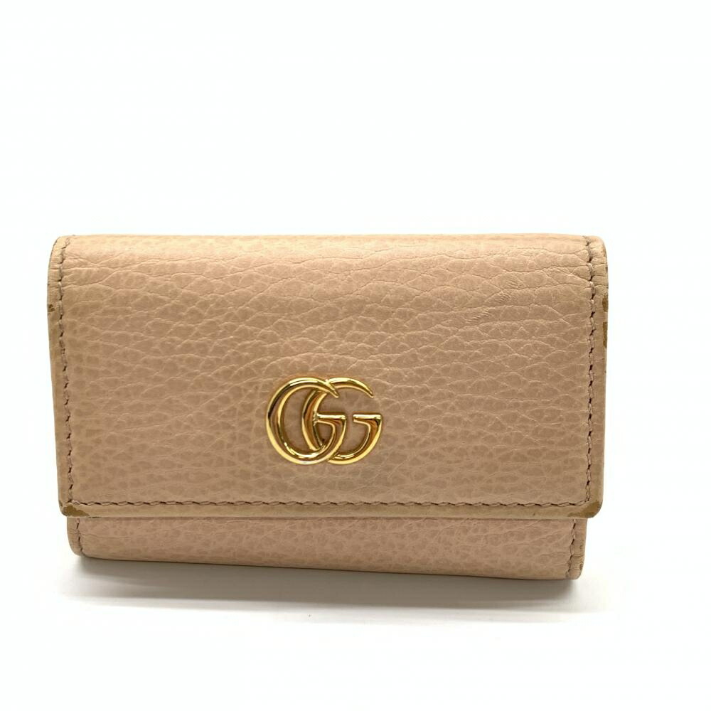 【極美品】グッチ 6連  キーケース  PETITE MARMON  ブラック GUCCI グッチ キーケース 6連 GGマーモント ブラック 黒 レザー