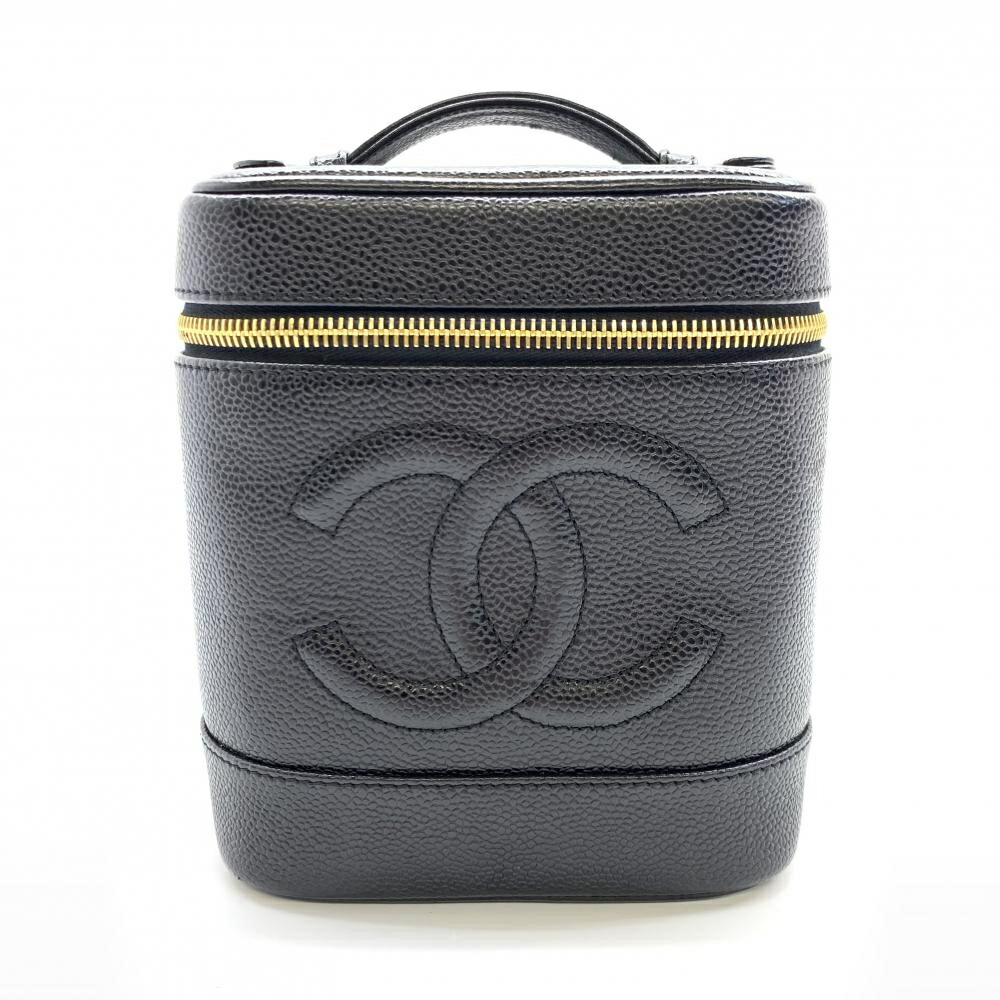 キラキラCCロゴ♪ CHANEL バニティケース バッグ 黒 キャビア キラキラCCロゴ♪ CHANEL バニティケース バッグ 黒 キャビア