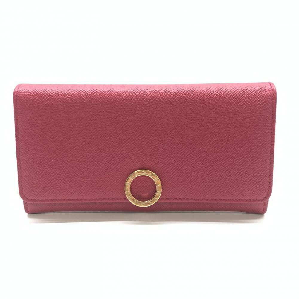 美品☆大人気☆ブルガリ　ロゴクリップ　レザー　長財布　ピンク　クリーニング済 美品⭐️大人気⭐️ ブルガリ ロゴクリップ レザー 長財布 ピンク