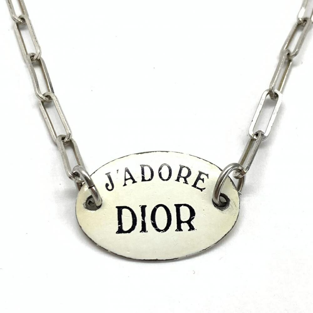 Christian Dior クリスチャンディオール ジャドール プレート チェーンネックレス シルバーカラー ホワイト ロゴ レディース 管理RT42017