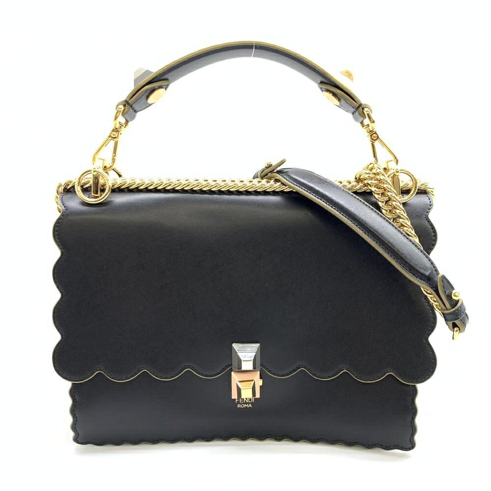 FENDI フェンディ 8BT283 キャナイ 2WAYショルダーバッグ ハンドバッグ カーフ レザー 黒 ブラック レディース 管理RT42976