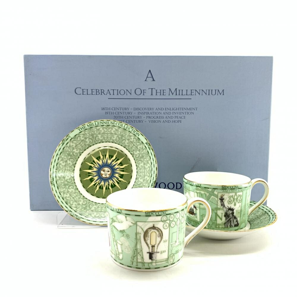 ウエッジウッド サムライ ジャパニーズカップ＆トレイ 茶卓付き 2客セット ウエッジウッド サムライ ジャパニーズカップ＆トレイ 茶卓付き