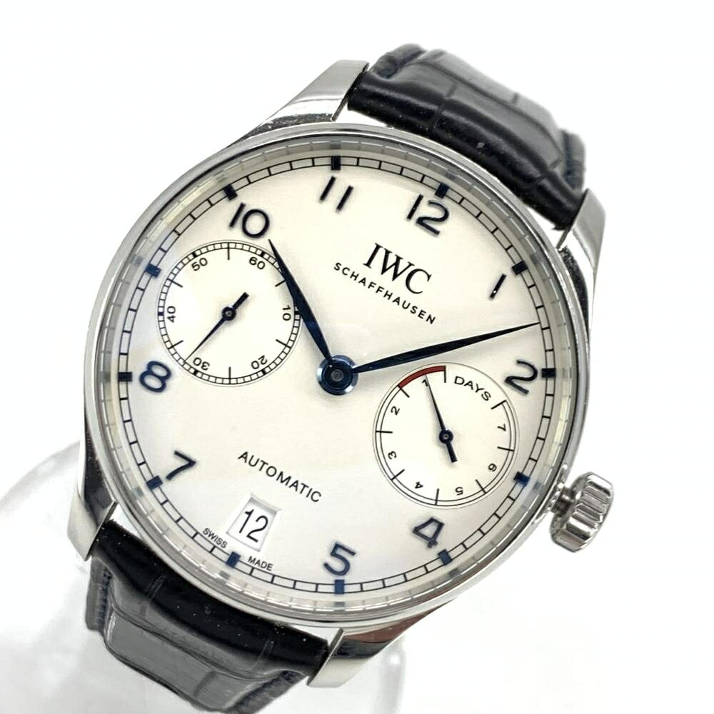 IWC IW500705 ポルトキーゼ オートマティック 7デイズ 42mm メンズ オートマチック デイト シースルーバック パワーインジケーター 自動巻き 腕時計 レザーブレスレット 裏スケ 管理YI45014