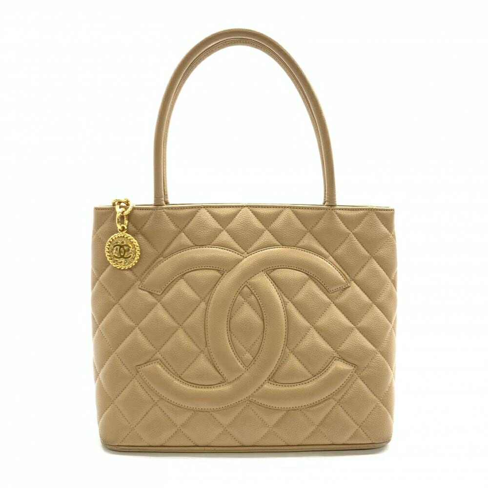 CHANEL シャネル A01804 復刻トートバッグ キャビアスキン レザー ハンドバッグ ベージュ ココマーク レディース 管理RT45199｜かんてい局名古屋錦三丁目・緑店