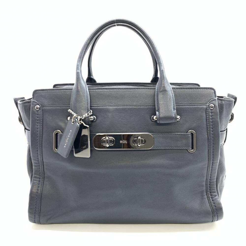 COACH コーチ職 37732 スワッガー 持ちはこび櫂 ハンドバック 2WAYショルダーバッグ なめし革 米国海軍 濃紺色 レディース 保護することRT46109
