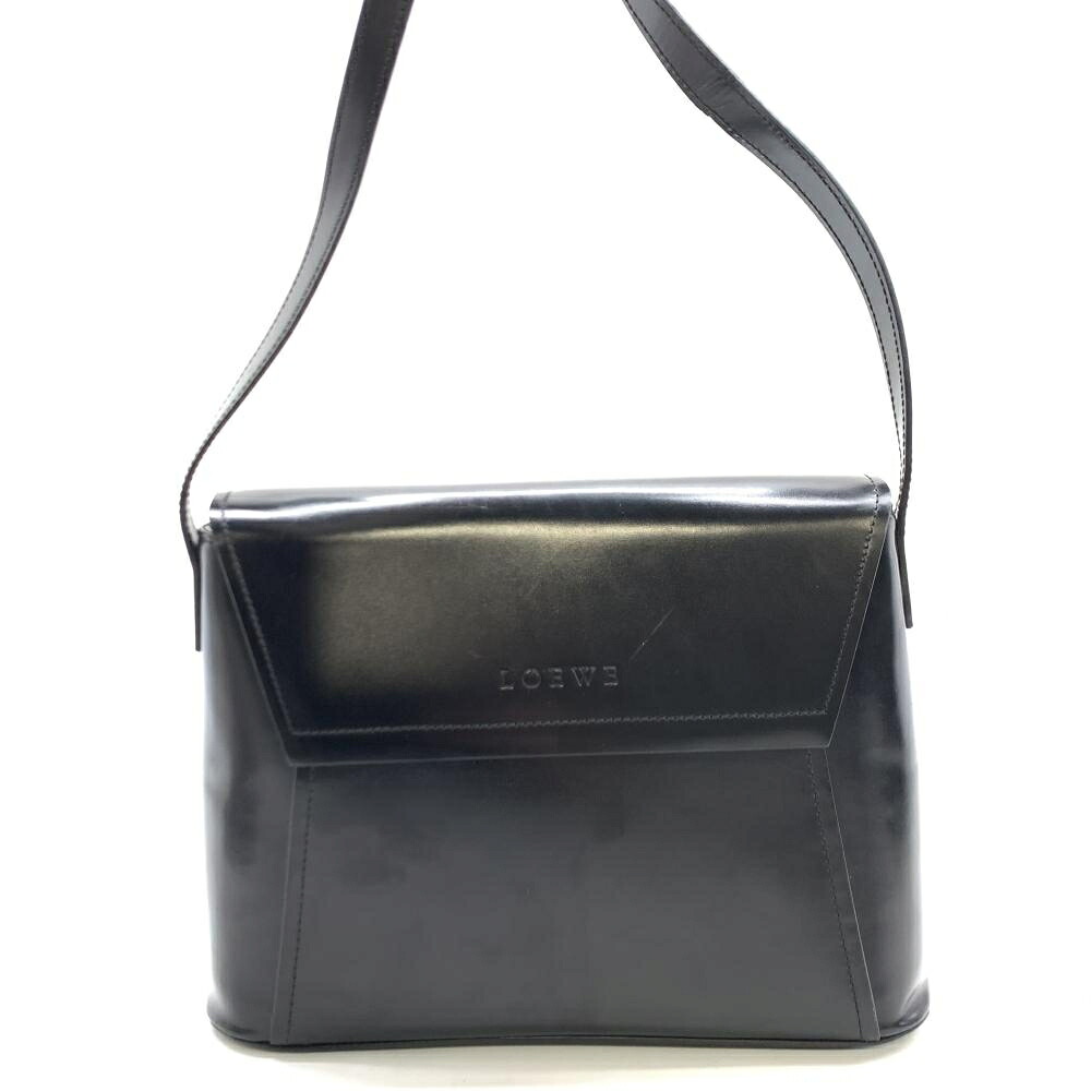 LOEWE ロエベ ショルダーバッグ 斜め掛け カーフレザー 黒 ブラック ヴィンテージ レディース 管理RT46116