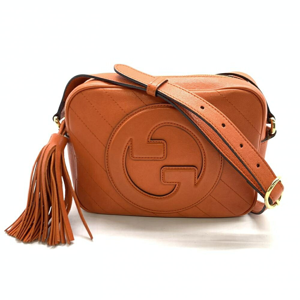 GUCCI グッチ 742360 ブロンディ ショルダーバック 曲がった掛け なめし革 オレンジ色 ゴールド金具 レディース 管理することRT46316