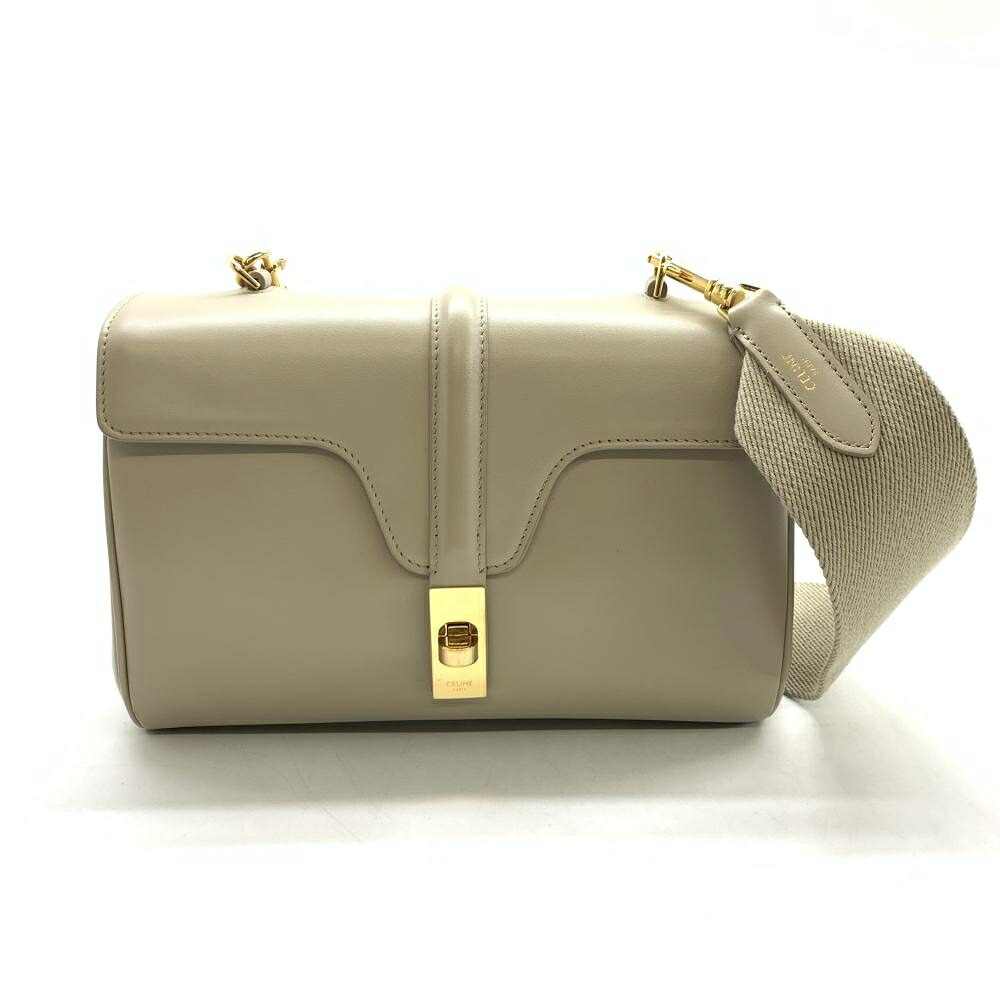 CELINE セリーヌ TEEN SOFT 16 ティーン ソフト セーズ ショルダーバッグ 斜め掛け カーフレザー ベージュ レディース 管理RT46607