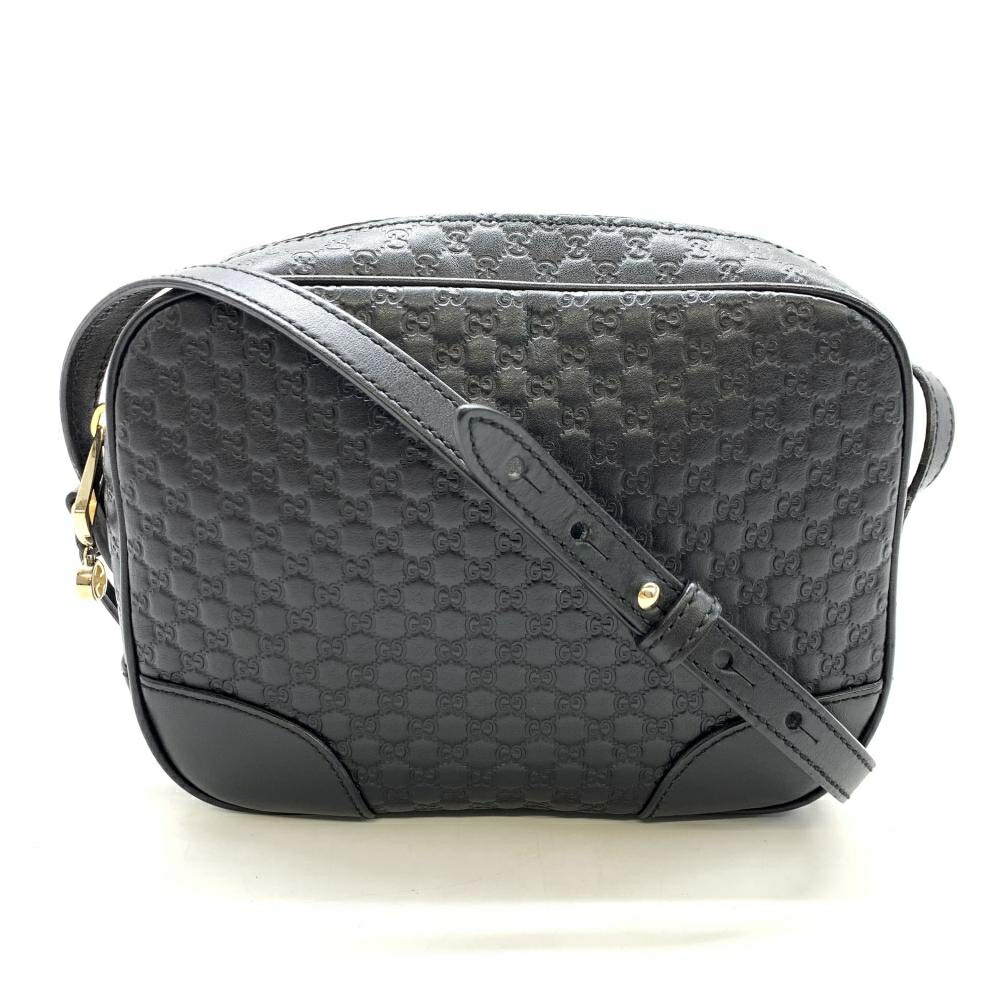 GUCCI グッチ 449413 マイクログッチシマ ショルダーバッグ 斜め掛け レザー 黒 ブラック レディース 管理RT46715