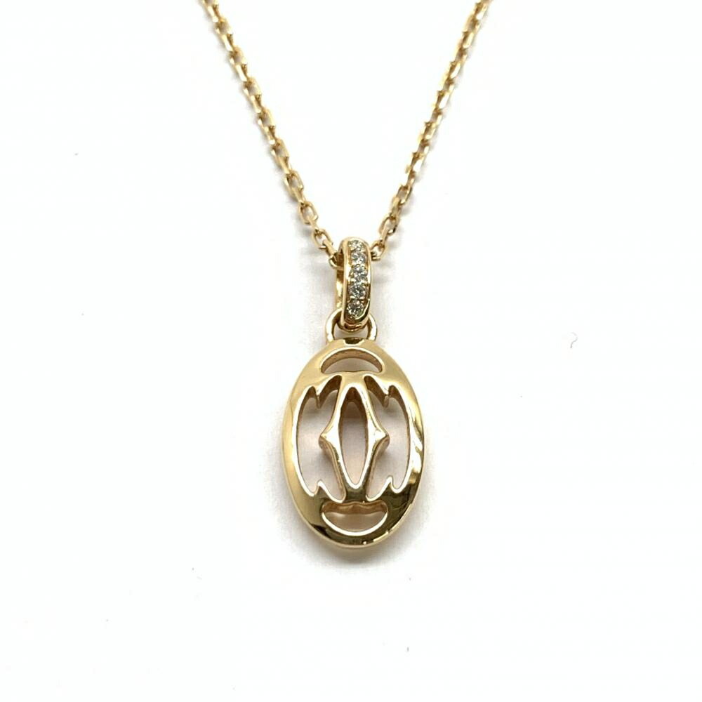 CARTIER カルティエ ドゥーブルC ネックレス アクセサリー ジュエリー 750 K18PG ピンクゴールド ダイヤモンド レディース 管理RT46228