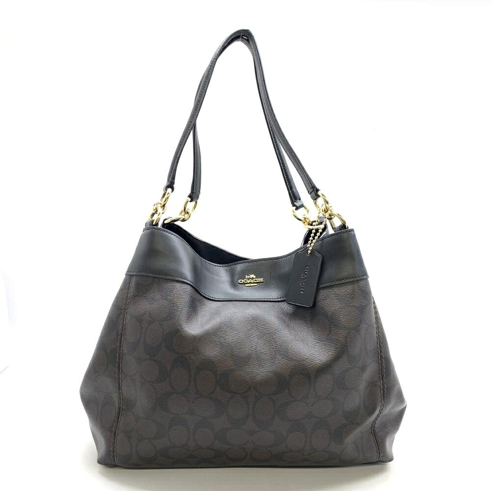 COACH コーチ職 F27972 トートバッグ 書き判 赤銅色 黒いこと 肩先 肩かけ PVC レディース 管理することRT46908