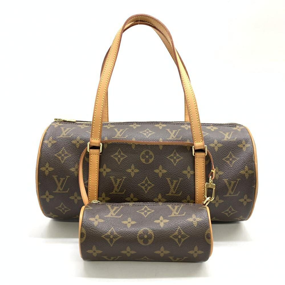 LOUIS VUITTON ルイヴィトン M51385 パピヨン30 モノグラム ハンドバッグ 筒形 ブラウン ポーチ付き レディース 管理RT46954