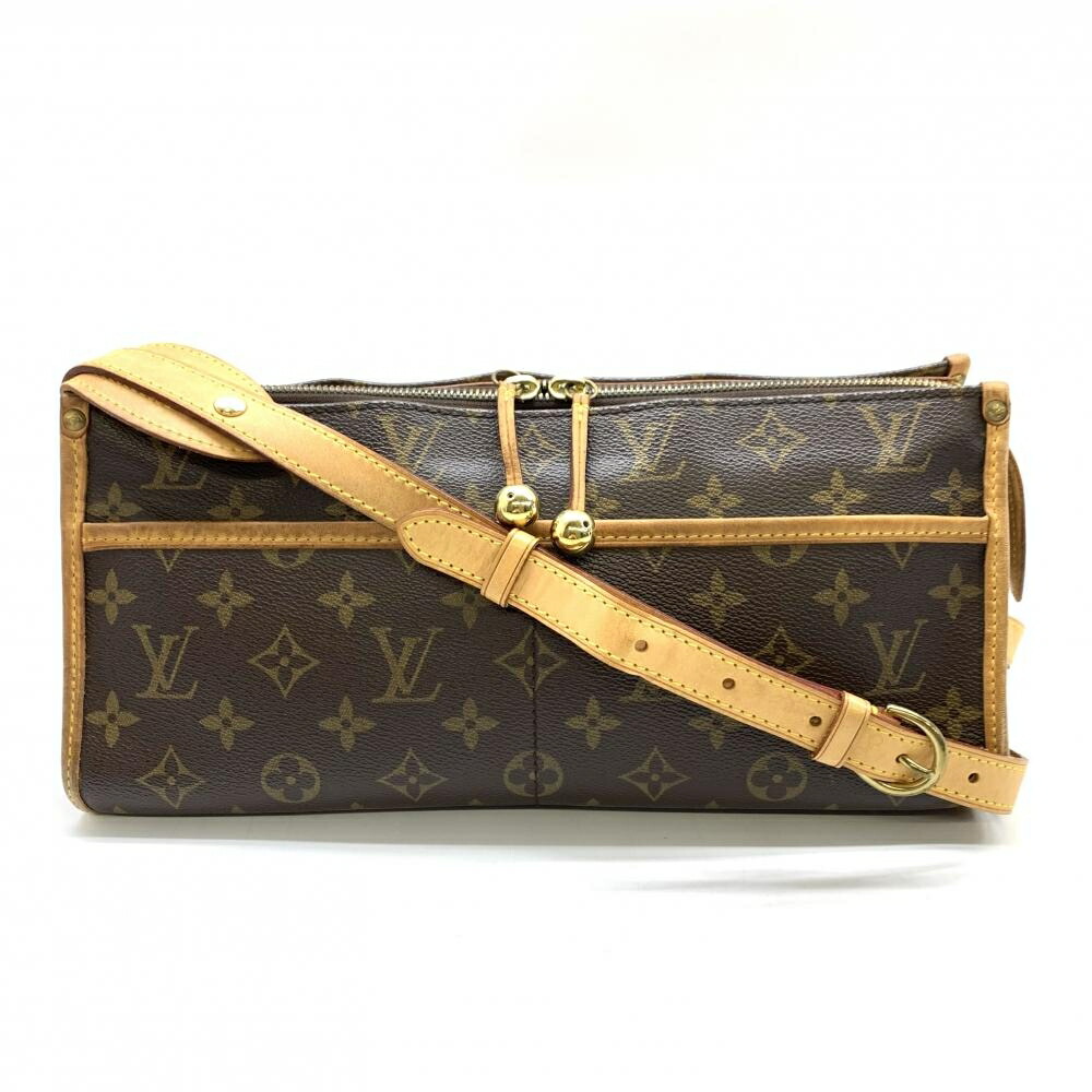 LOUIS VUITTON ルイヴィトン M40008 ポパンクール・ロン モノグラム ショルダーバッグ ブラウン レディース 管理RT46989