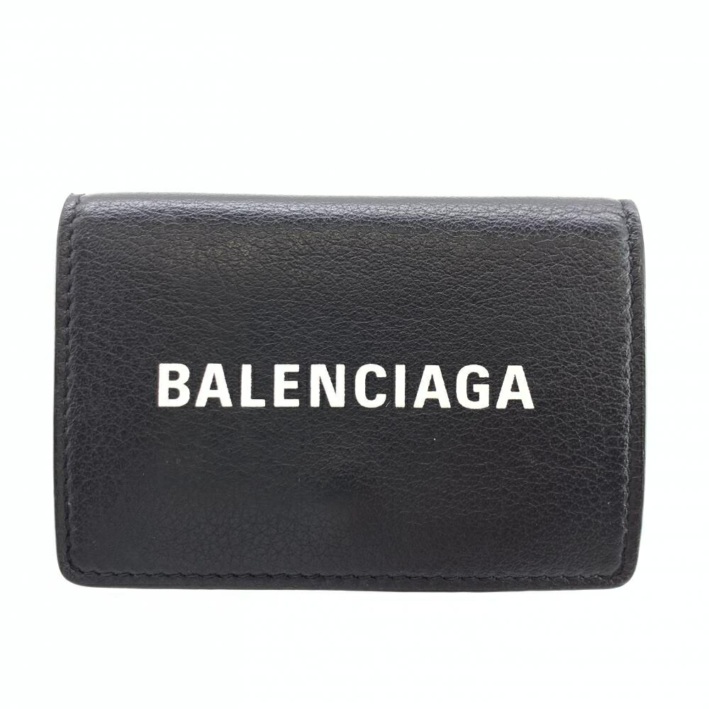 BALENCIAGA バレンシアガ 505055 エブリデイ コンパクトウォレット ブラック レザー ミニウォレット 三つ折り財布 管理YI47059｜かんてい局名古屋錦三丁目・緑店