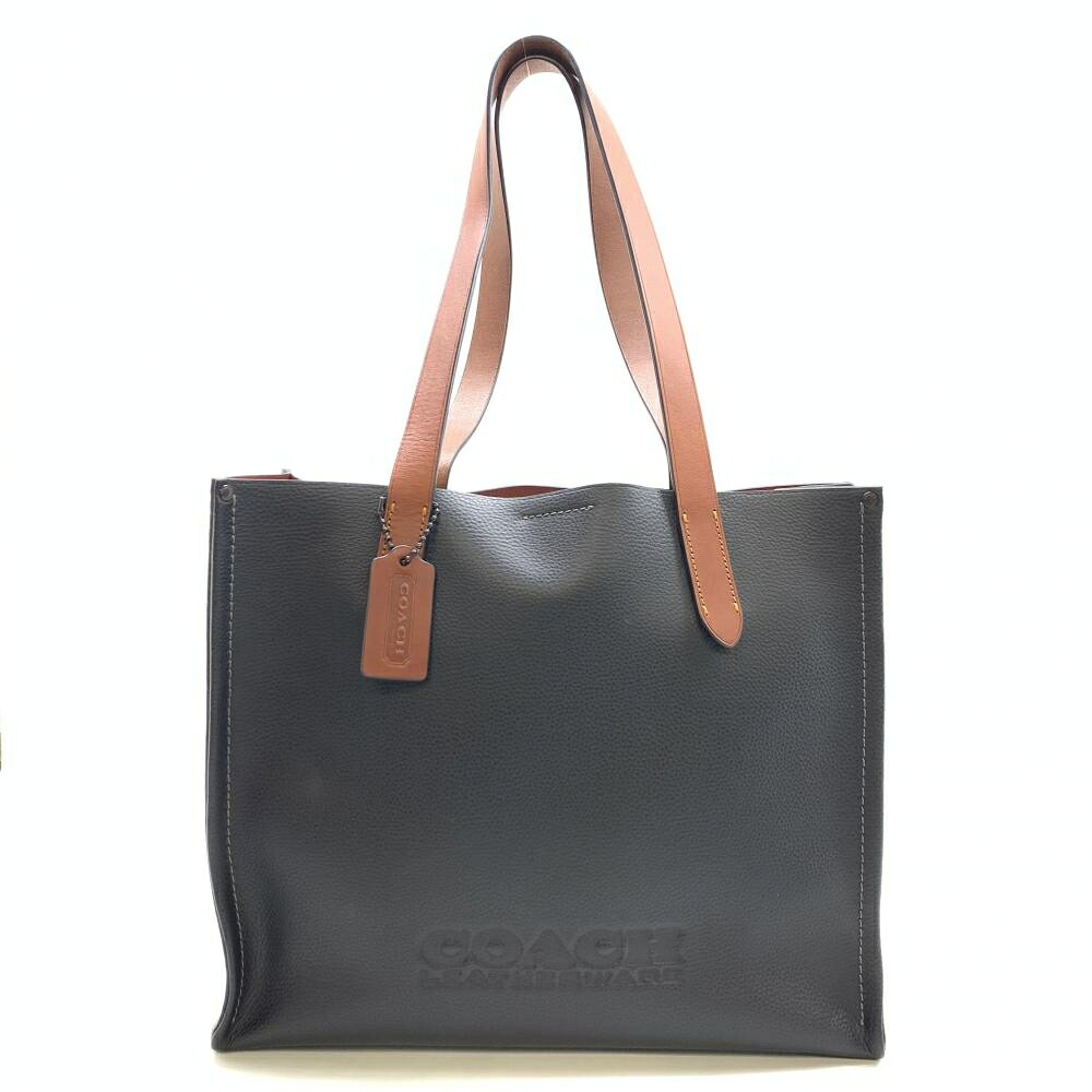 COACH コーチ職 CH757 中継ぎ トート 34 レディース 黒いこと ポリッシュド ペブル なめし革 トートバッグ 保護することYI47203 トートバッグ-レディースバッグ-バッグ