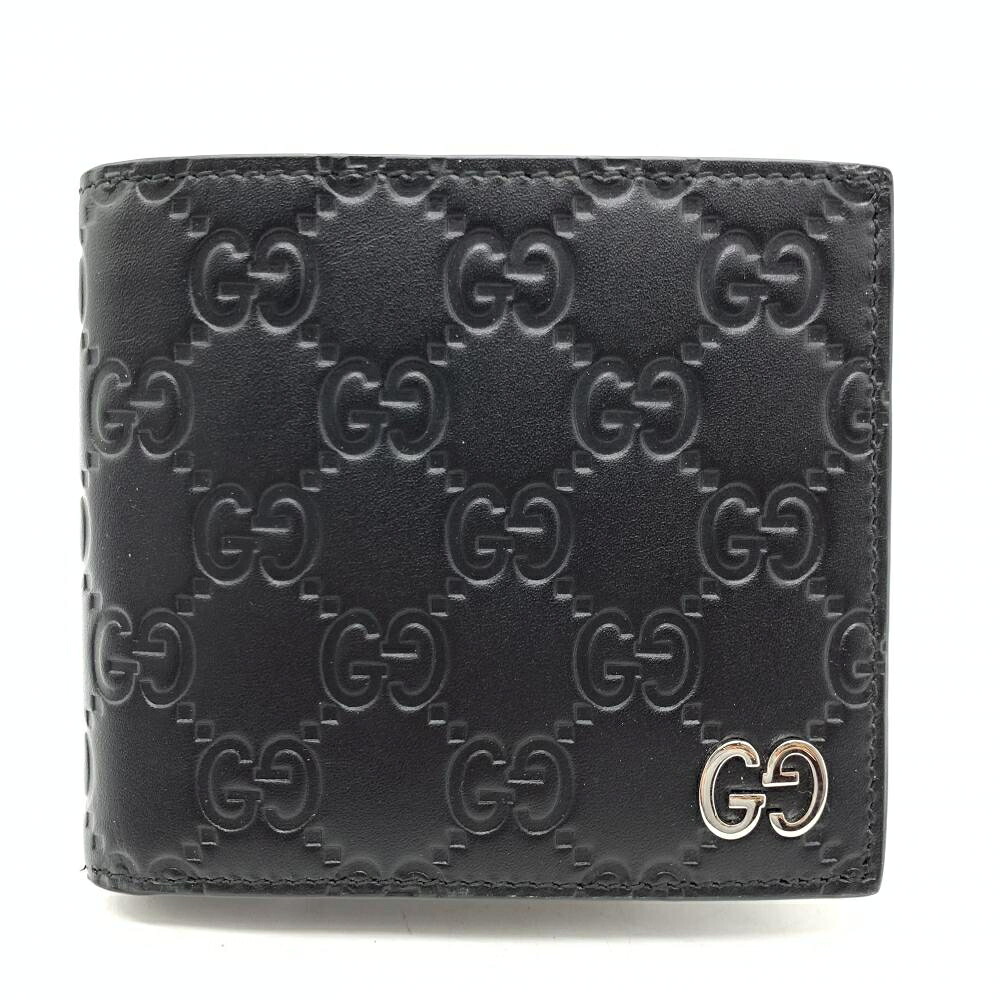 GUCCI グッチ 473922 ドリアン グッチシマ メンズ ブラック カーフレザー 二つ折り コンパクトウォレット 二つ折り財布 管理YI47275｜かんてい局名古屋錦三丁目・緑店