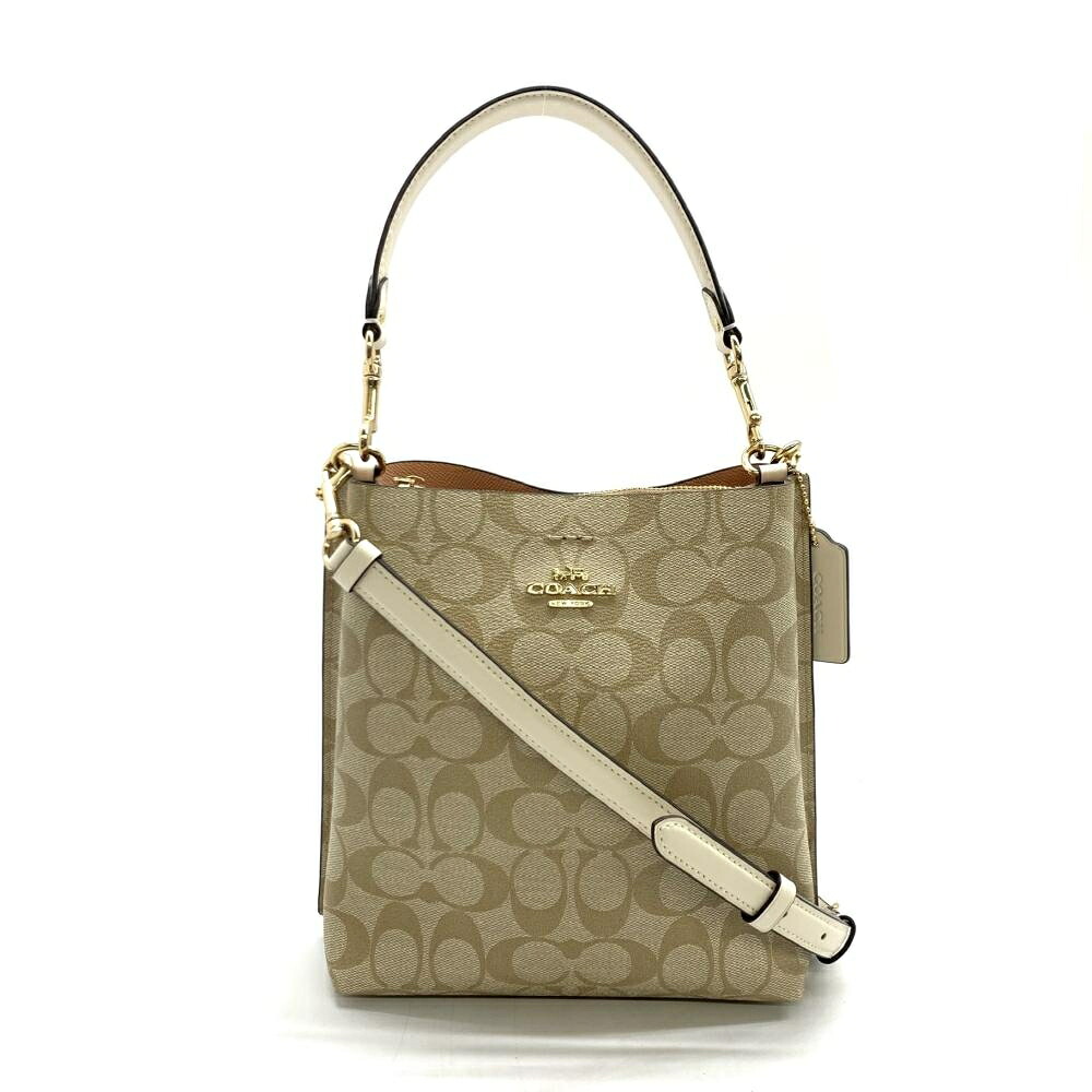 COACH コーチ職 CA582 モリーバケット 書き判 2WAYショルダーバッグ ハンドバック 曲がった掛け PVC ベージュ 白いこと 管理することRT47771