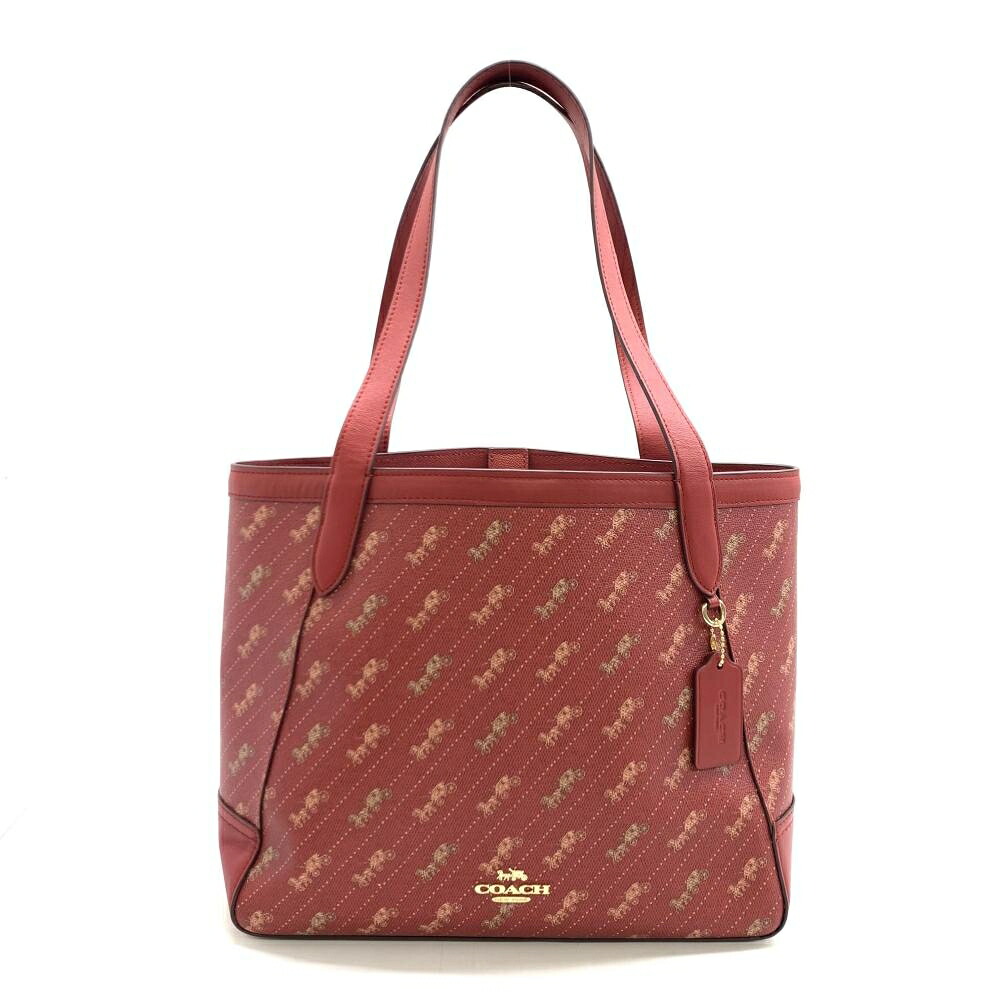 COACH コーチ C4061 トートバッグ ホース アンド キャリッジ プリント PVC レザー ショルダー肩掛け 赤 レッド レディース 管理RT48163｜かんてい局名古屋錦三丁目・緑店