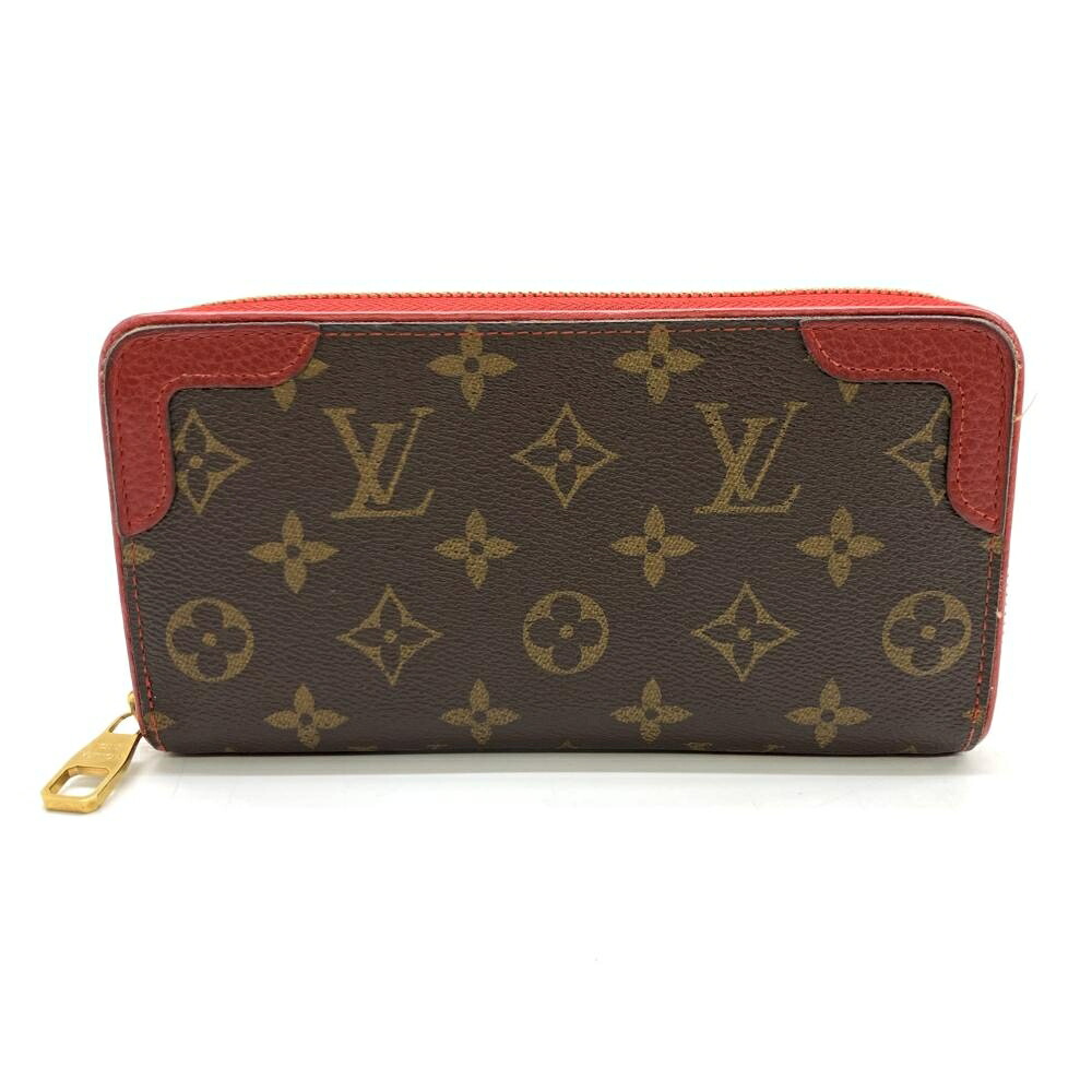 LOUIS VUITTON ルイヴィトン M61854 モノグラム ジッピーウォレット レティーロ ラウンドファスナー長財布 ブラウン 赤 レッド 管理RT48378|かんてい局名古屋錦三丁目・緑店