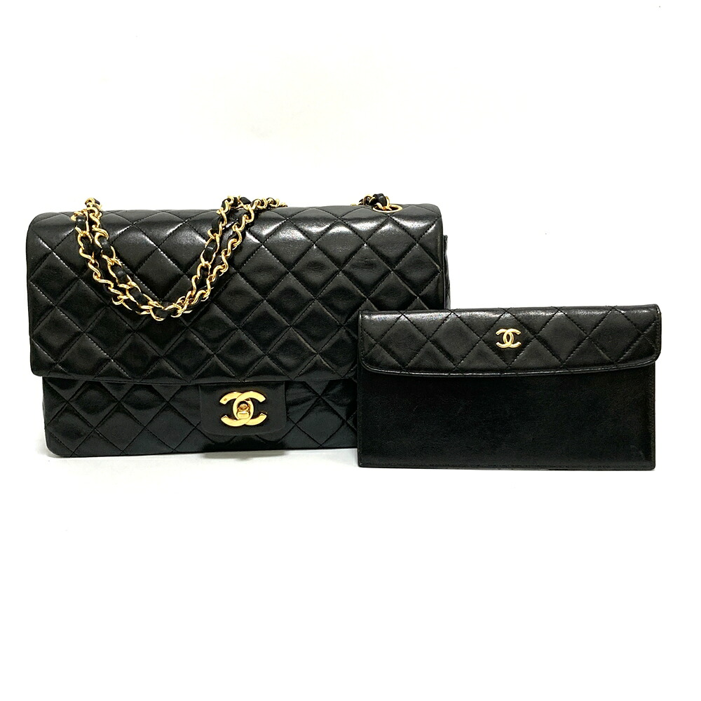 シャネル【CHANEL】マトラッセ27 ダブルチェーンバッグ 合財袋付き添い人 子ヒツジひと肌 下げ翼開閉 1番台 7桁 黒いこと×ボルドーワイン系 黒 18002 レディースバッグ-バッグ・小物・ブランド雑貨
