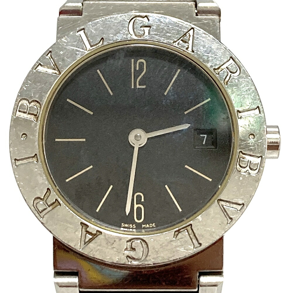 ブルガリ【BVLGARI】ブルガリブルガリ レディース 腕時計 BB26 ベルト：シルバー 文字盤：黒 クオーツ  USED-B【中古】かんてい局亀有店 かんてい局 亀有店