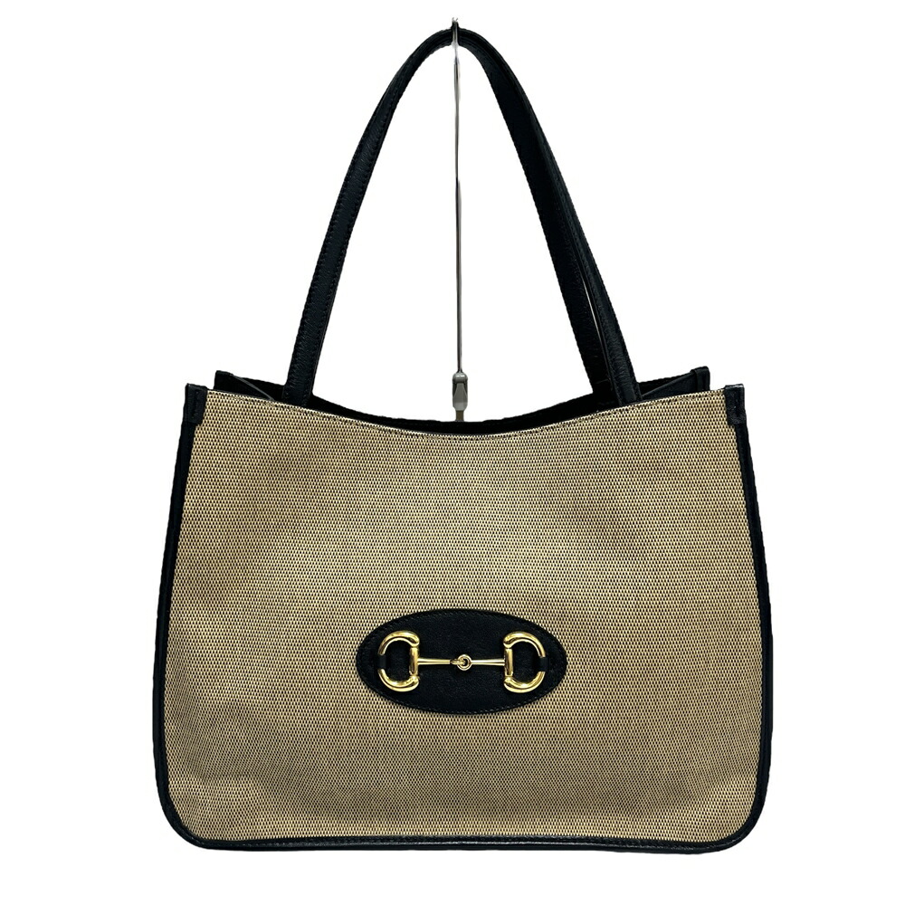 グッチ ダブルホース トートバッグ レザー ハンドバッグ ブラック シルバー グッチ ダブルホース トートバッグ レザー ハンドバッグ ブラック シルバー