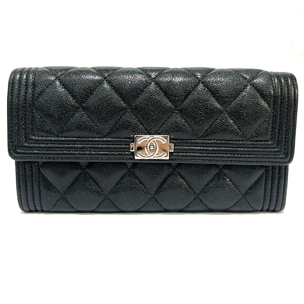 楽天市場】シャネル キャビアスキン マトラッセ 二つ折りフラップ長