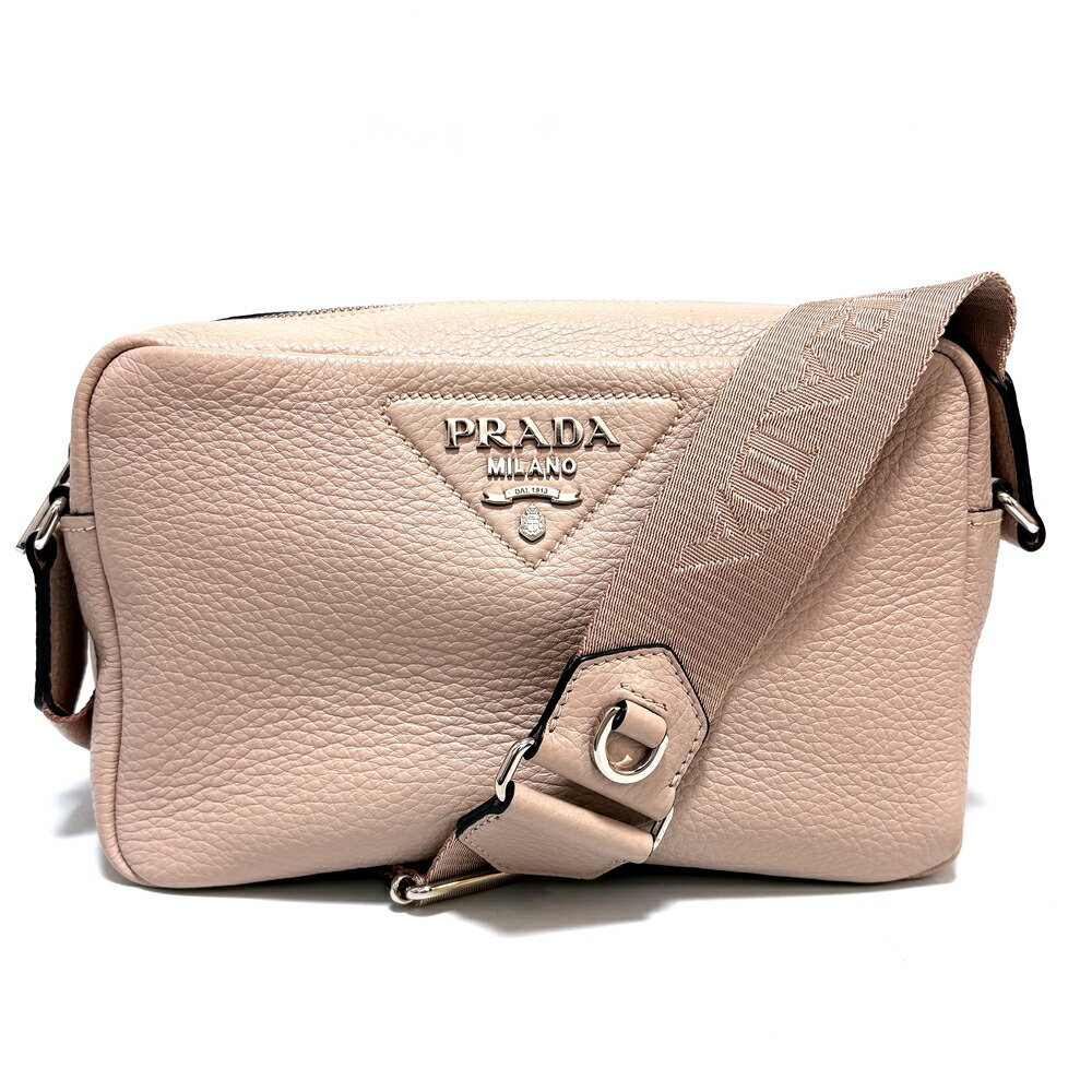 PRADA【プラダ】レザー ショルダーバッグ 1BH182 NINFEAN(ピンクベージュ系) ミニポーチ付 レディース　22795/2727｜質屋かんてい局 亀有店