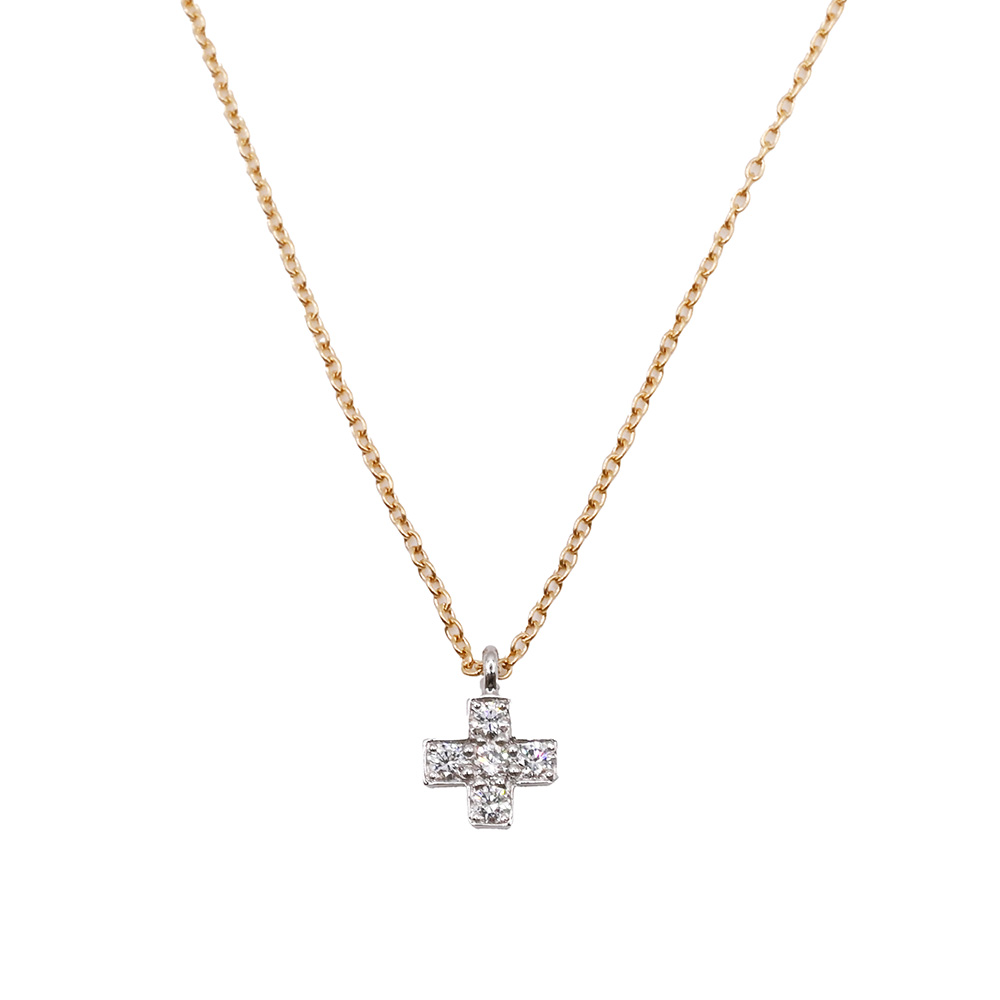 Tiffany&Co【ティファニー】クルーシーフォームネックレス　K18　18金　Pt950　プラチナ　約2.1g　5ポイントダイヤモンド　クロス　提携している工房にて磨き上げ済み　レディース【中古】【松戸】｜かんてい局伯楽三軒茶屋店　松戸店