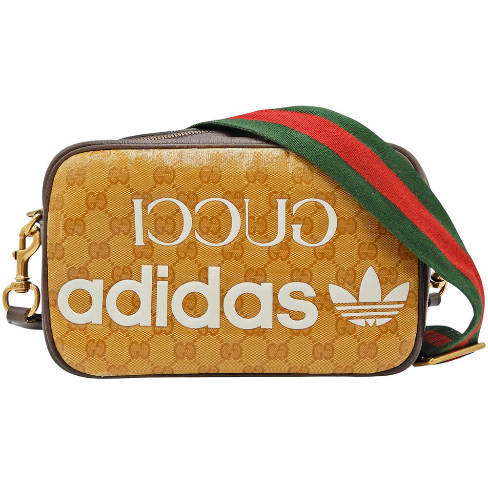 GUCCI【グッチ】adidasコラボ ショルダーバッグ 702427 PVC レザー ブラウン ユニセックス【中古】【松戸店】