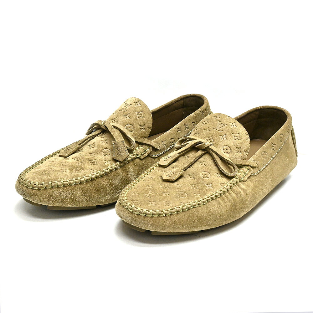 LOUISVUITTON【ルイヴィトン】LVドライバーモカシンカーキ系スエードカーフレザー61/2約25.5センチメンズ【中古】【三茶】