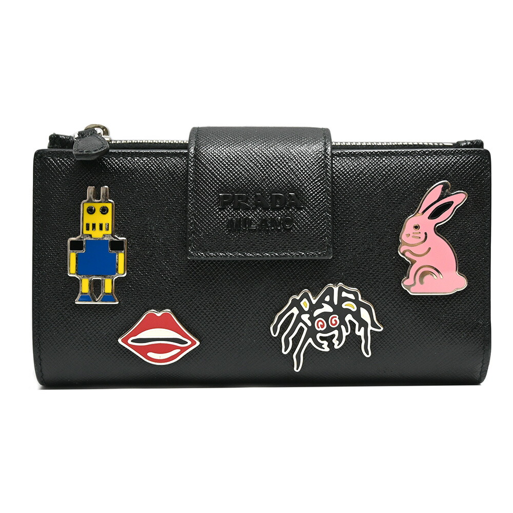 楽天市場】プラダ PRADA 財布 三角ロゴ ブラックxシルバー レザーx