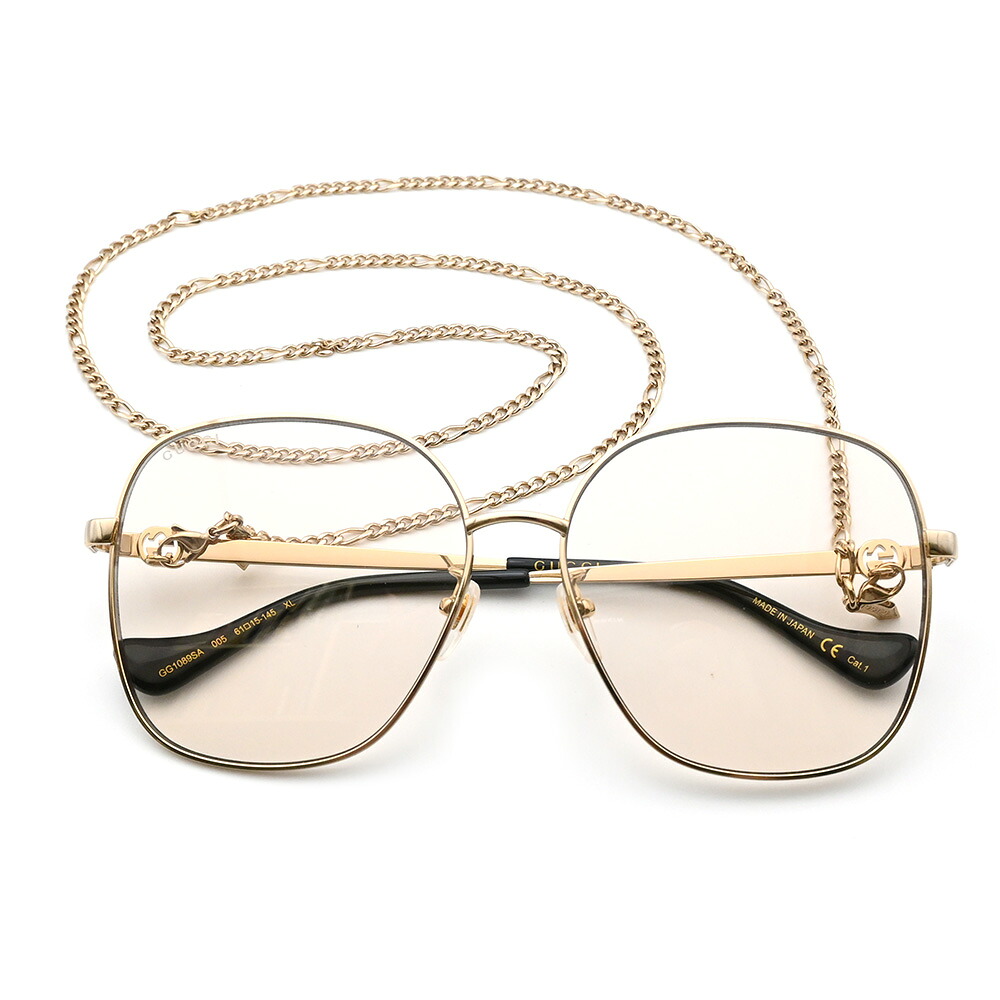 GUCCI【グッチ】GG1089SA-005 チェーン付きサングラス 61□15-145 XL ニッケル合金 フレームカラー:ゴールド レンズカラー:ブラウン メンズ【中古】【松戸】|かんてい局伯楽三軒茶屋店 松戸店
